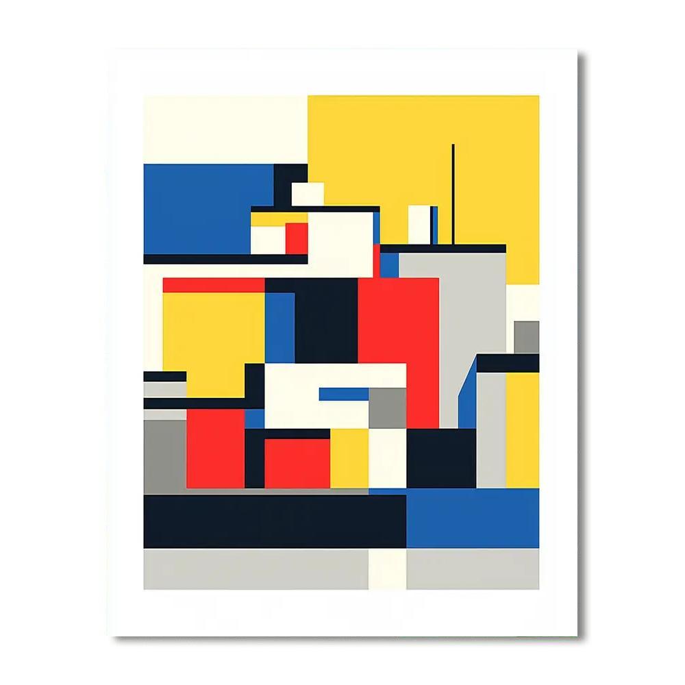 Piet Mondrian Inspired Minimalist Urban Reflection  Paint By Numbers