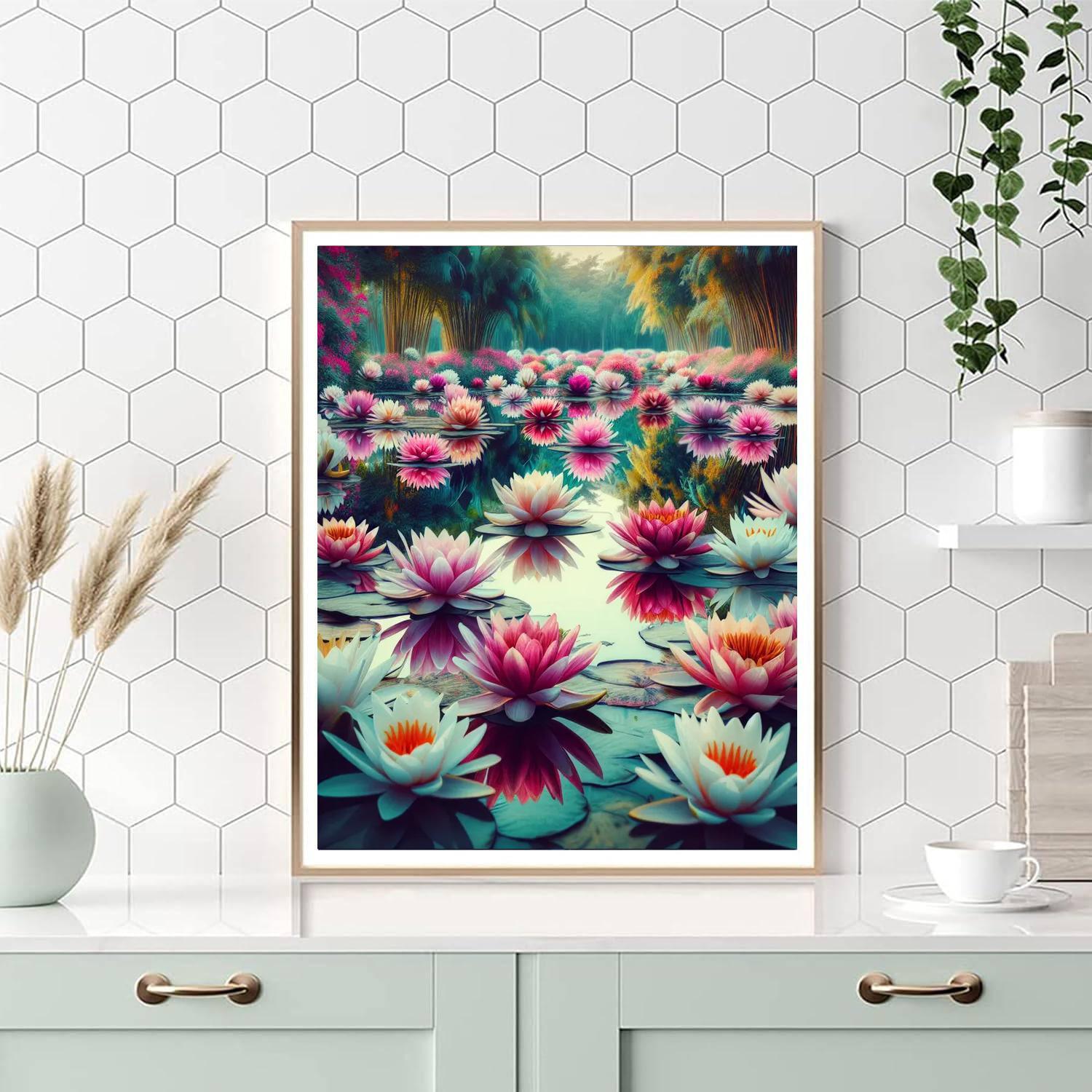 Lush Water Lilies Reflection Paint By Numbers Art