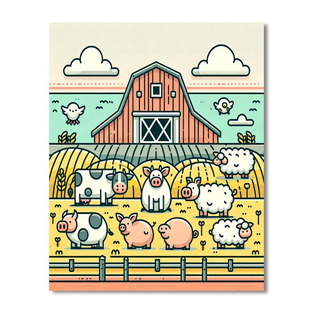Cozy Farmyard Scene Paint By Color