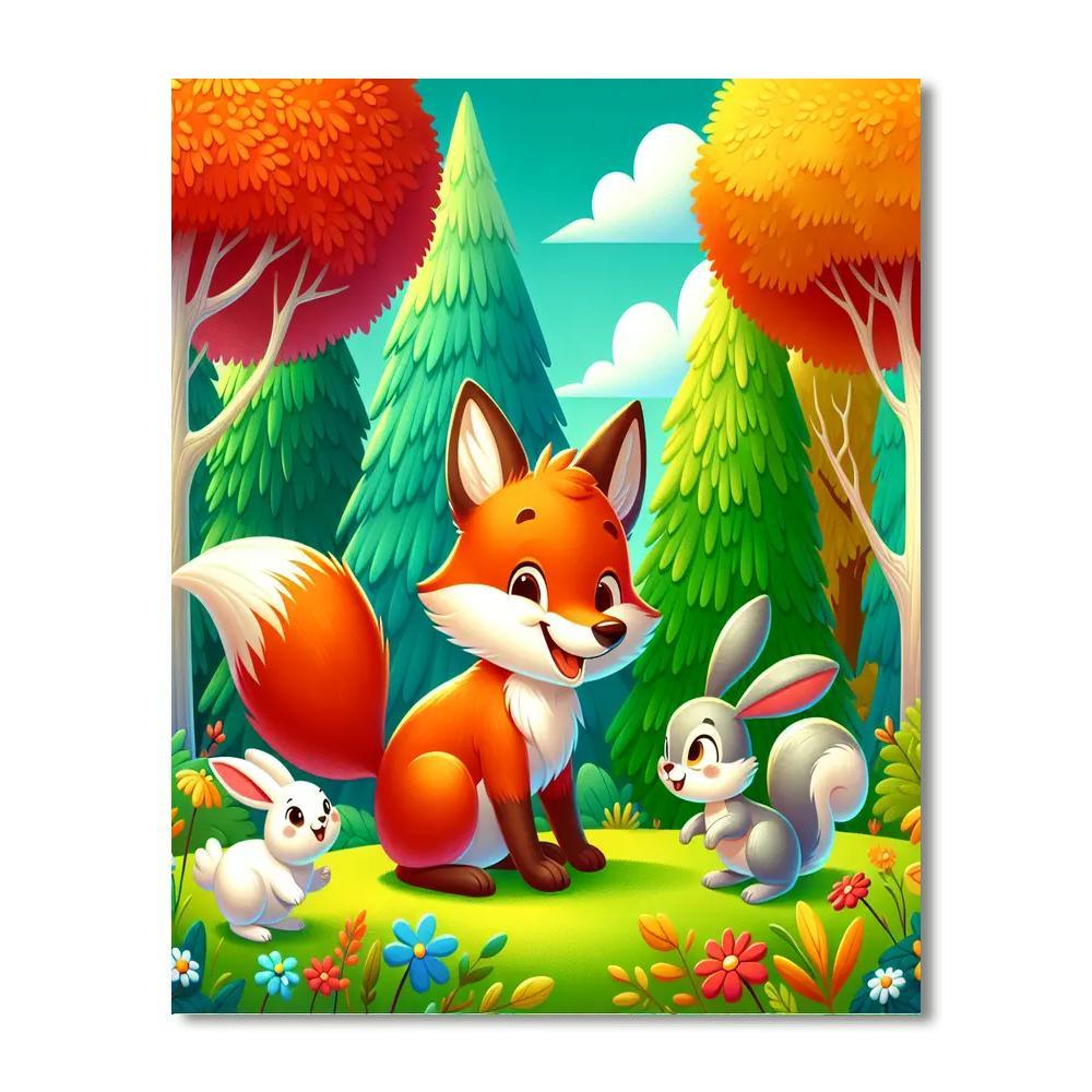 Adventurous Fox And Friends Paint By Numbers Art