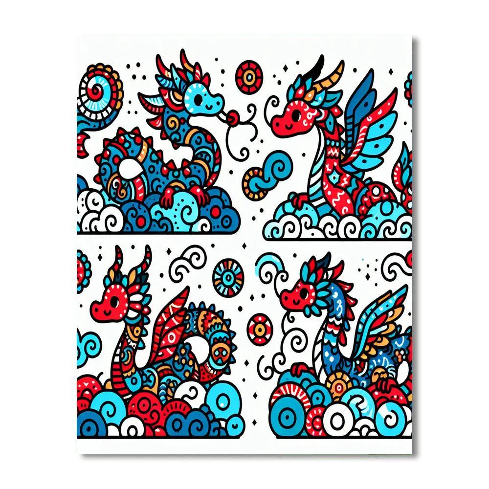 Doodle Dragons Paint By Numbers Art