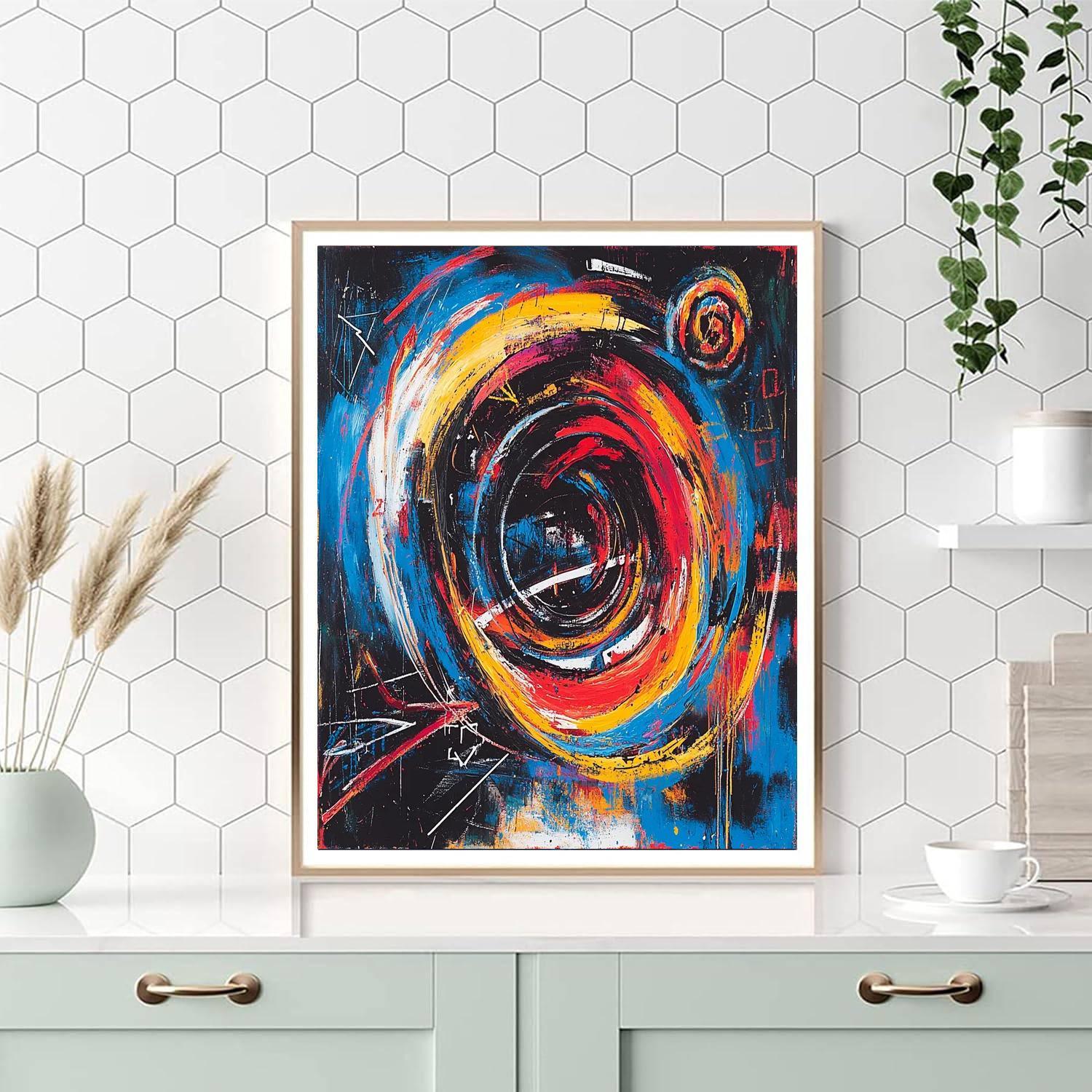 Jean-Michel Basquiat Inspired Cosmic Vortex Symphony  Paint By Color