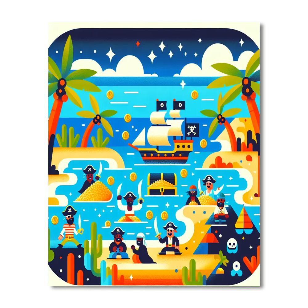 Fantasy Pirate Treasure Hunt Paint By Numbers Art