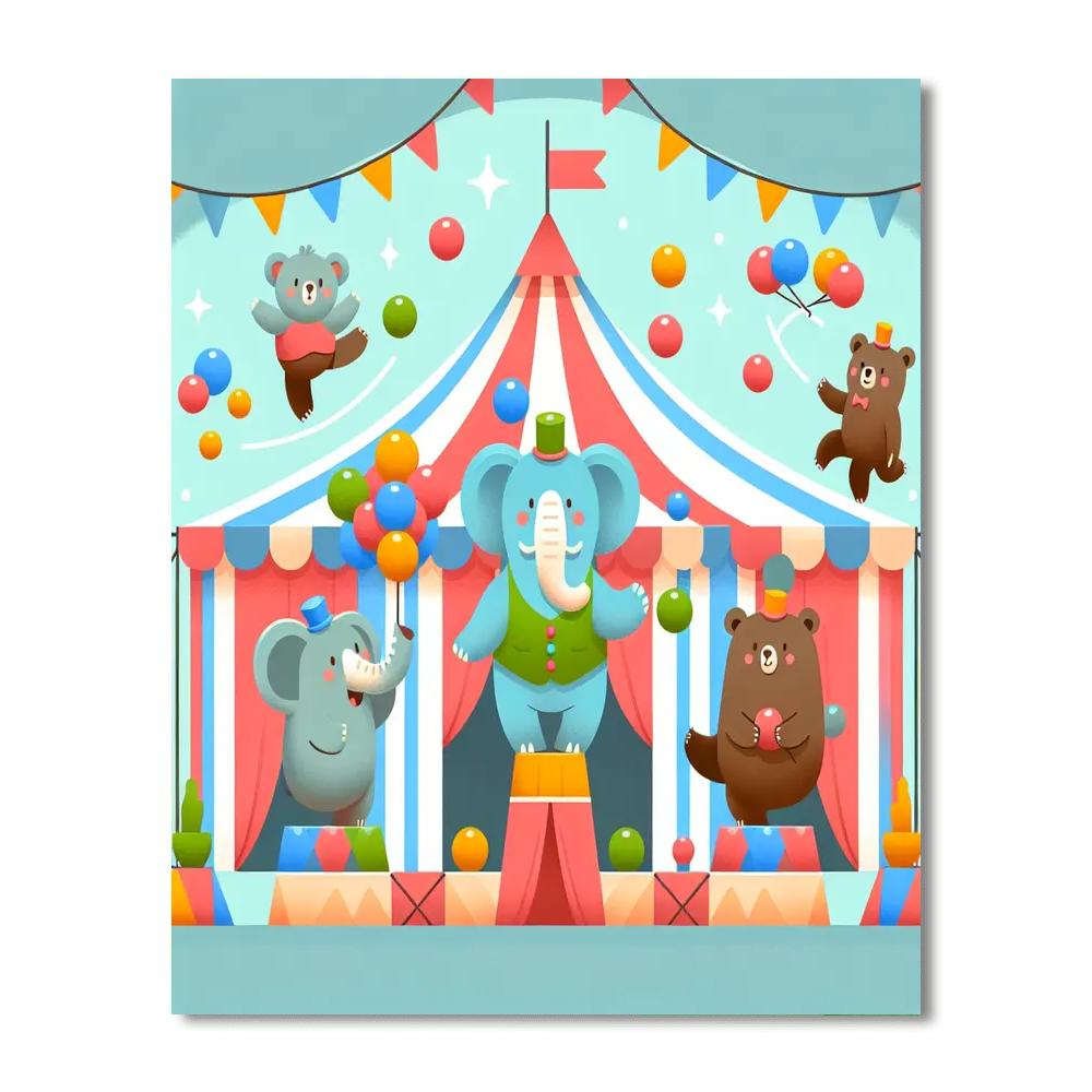 Artistic Animal Circus Painting Number Kit