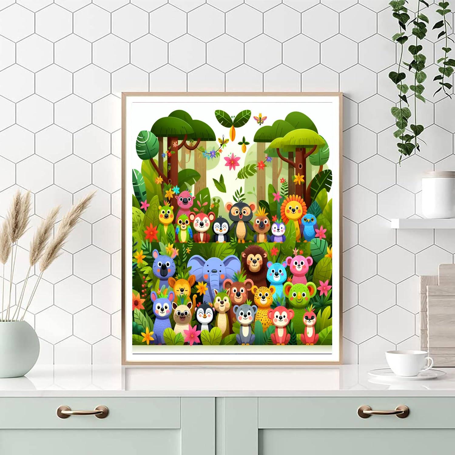 Joyful Rainforest Escape Paint By Numbers Art