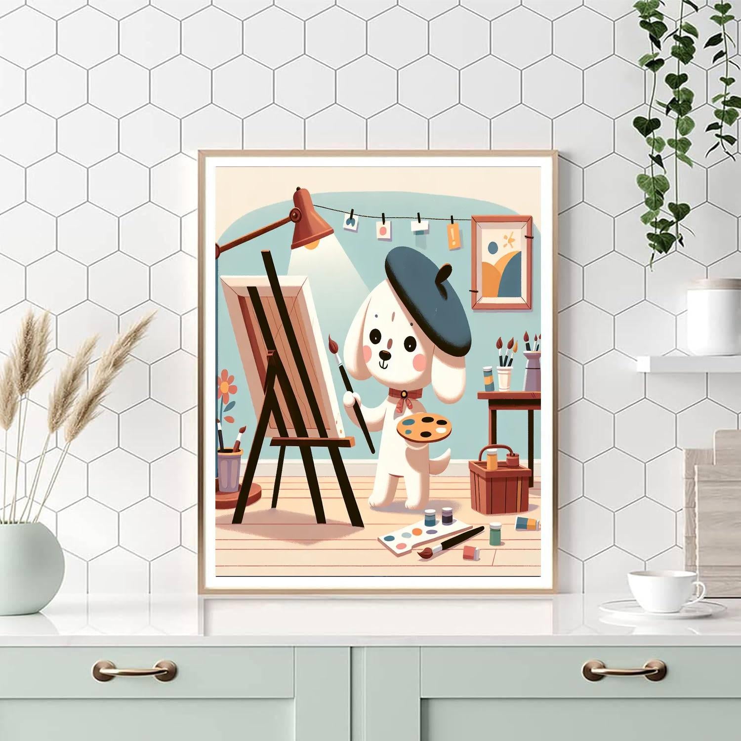 Renaissance Artist Dog Number Painting