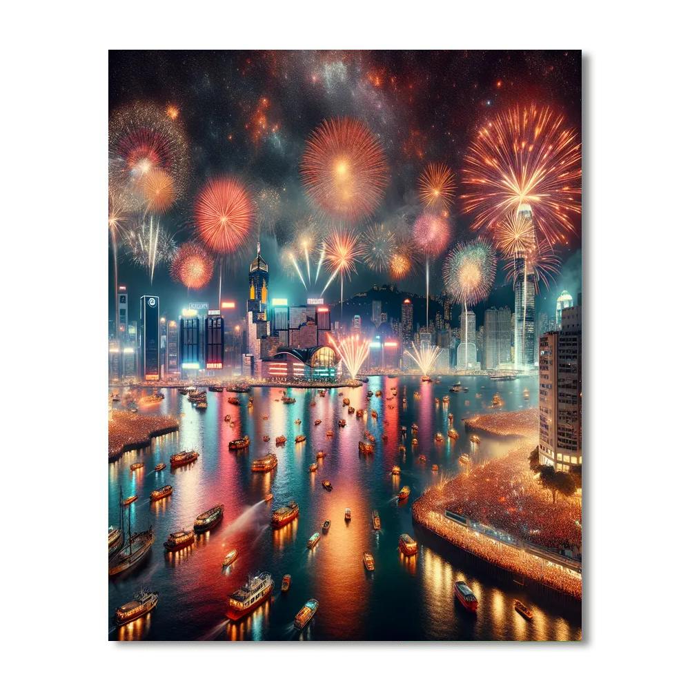 Lunar New Year Fireworks - Hong Kong Numbered Painting Kits