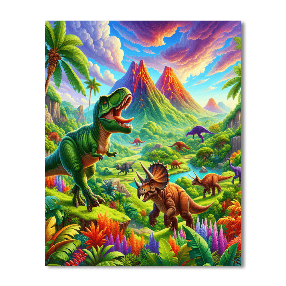 Adventurous Dino Land Paint By Numbers Kits