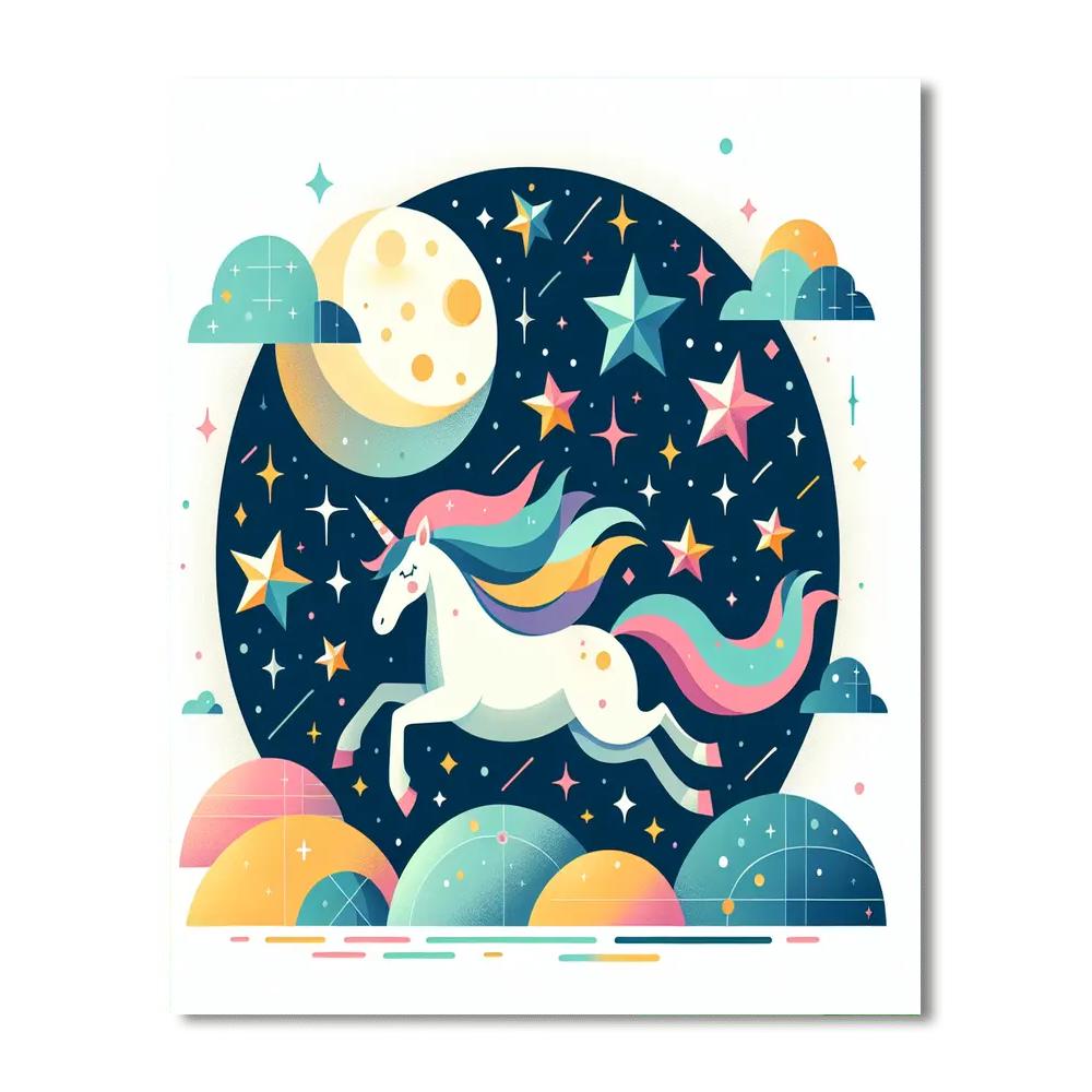 Magical Midnight Ride With Moonlit Unicorns Paint By Numbers Kits