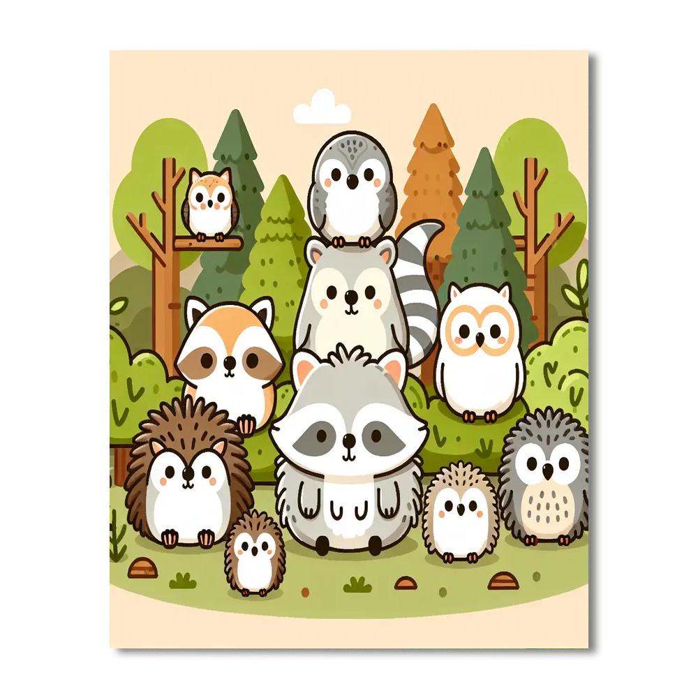 Fluffy Forest Friends Numbered Painting Kits