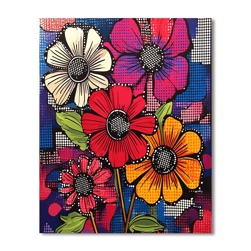 Roy Lichtenstein Inspired Modern Floral Collage  Paint By Numbers Kits