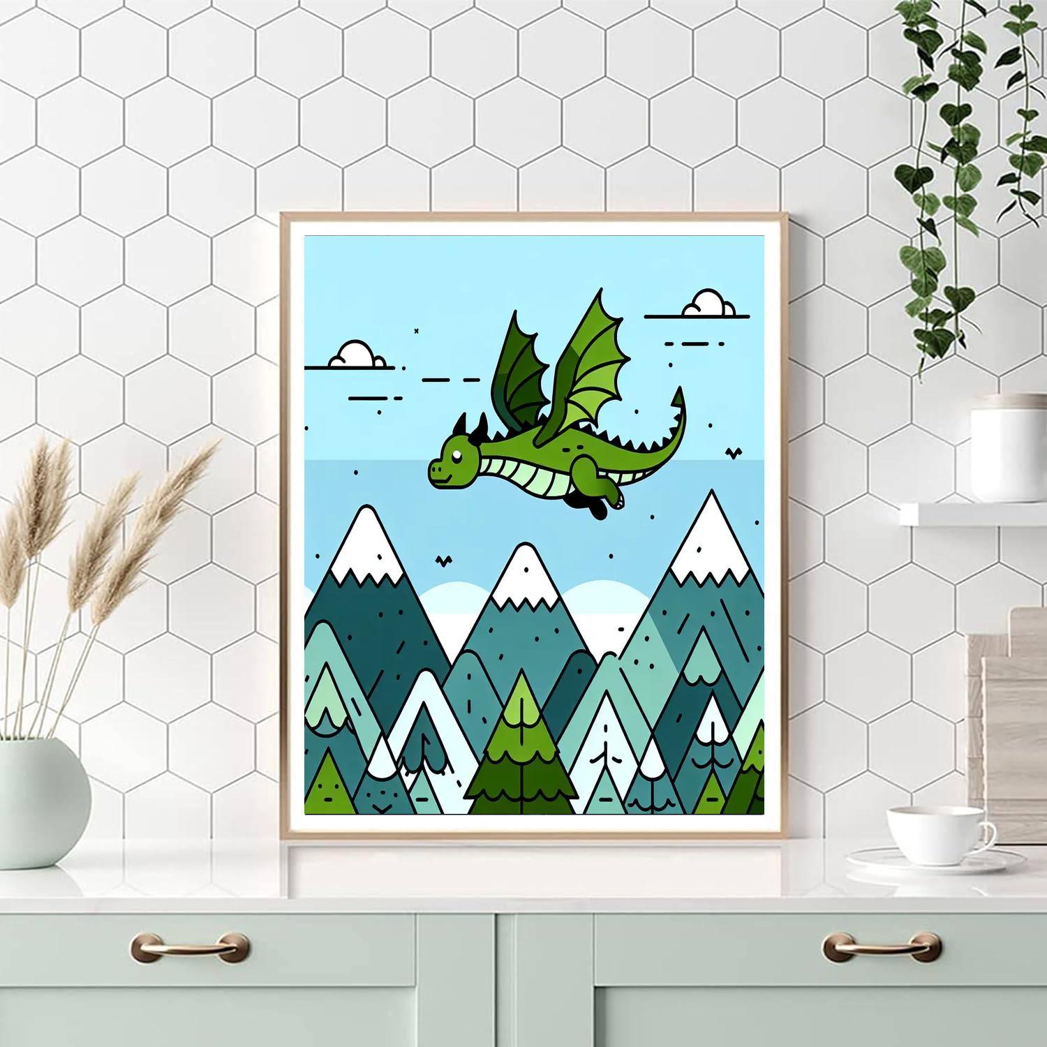 Mystic Mountain Dragon Number Painting
