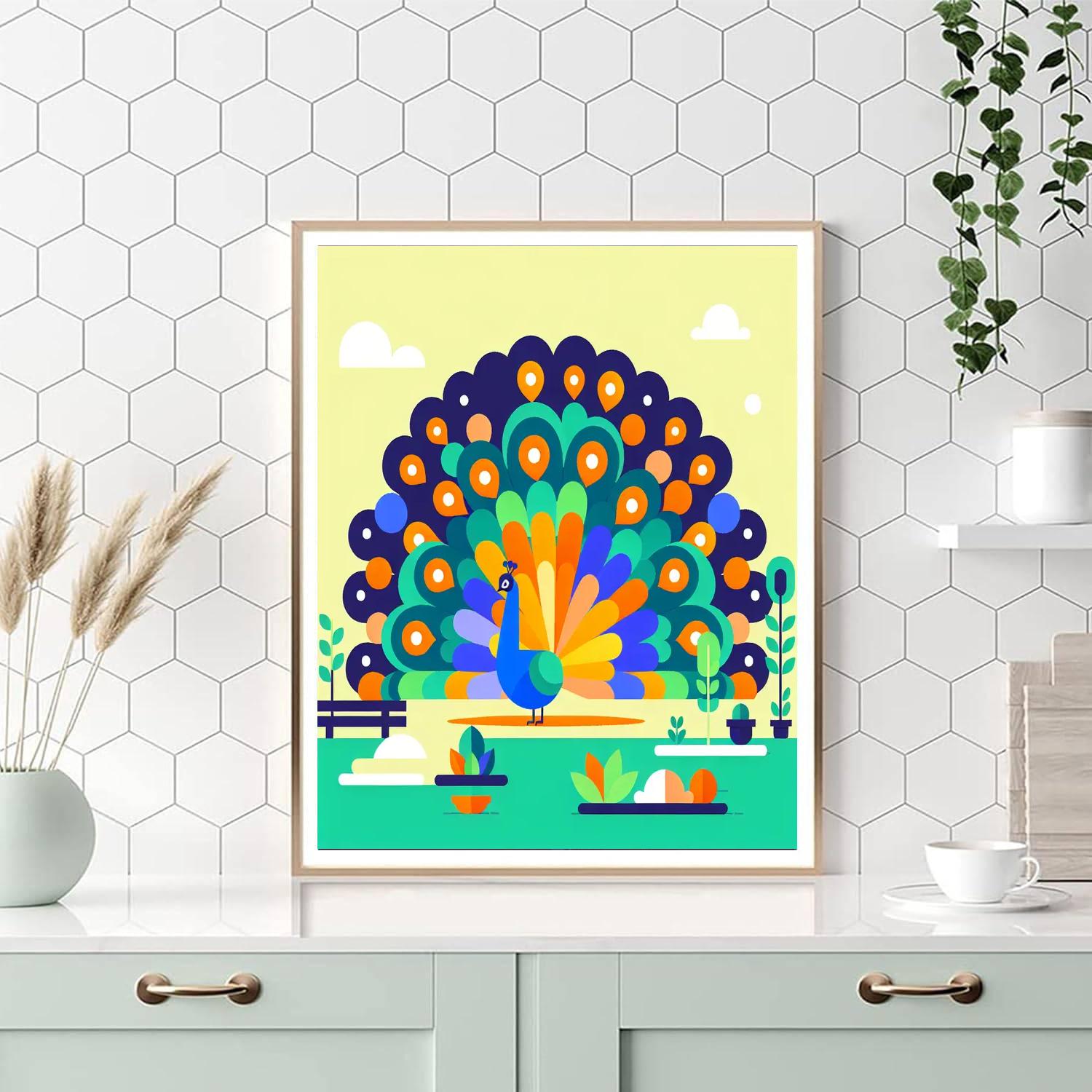 Colorful Peacock Number Painting