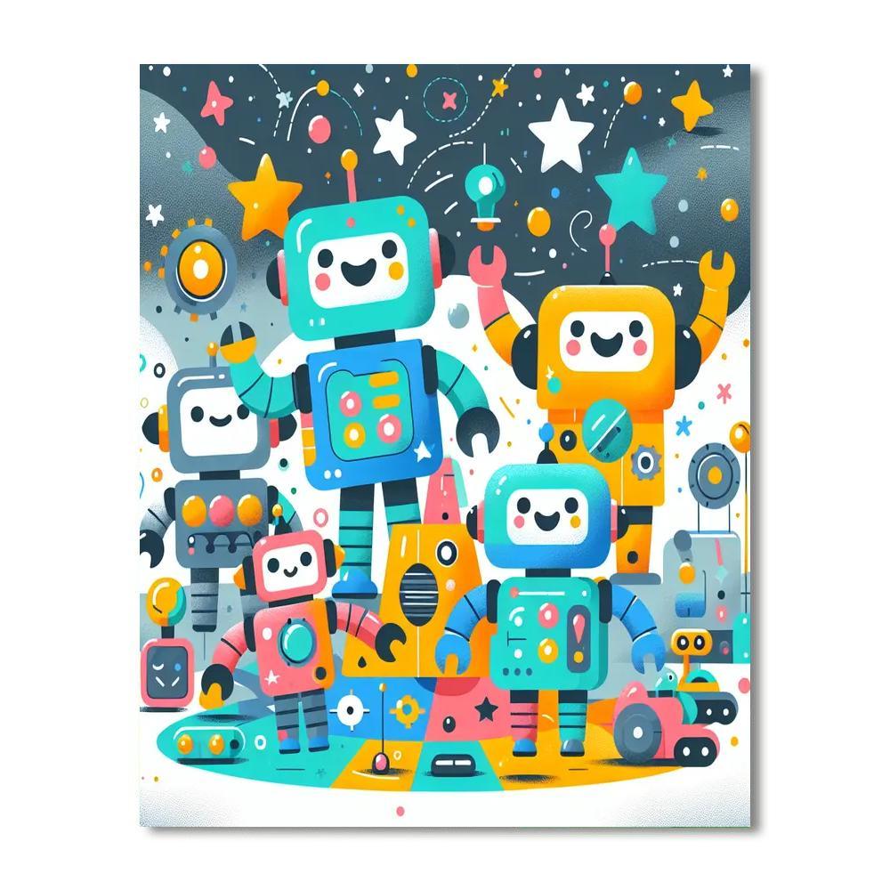 Adventurous Robot Exploration Paint By Color