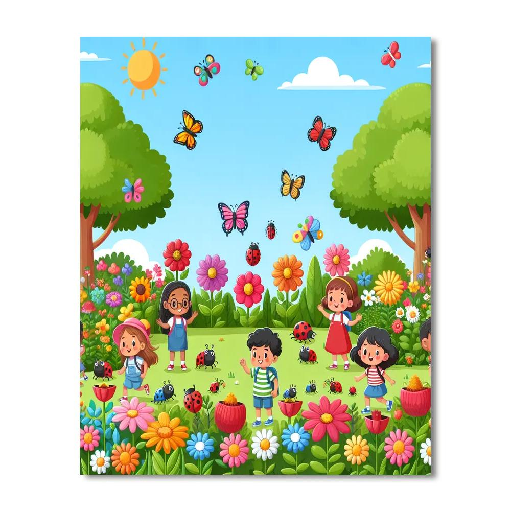 Playful Garden Exploration Number Painting