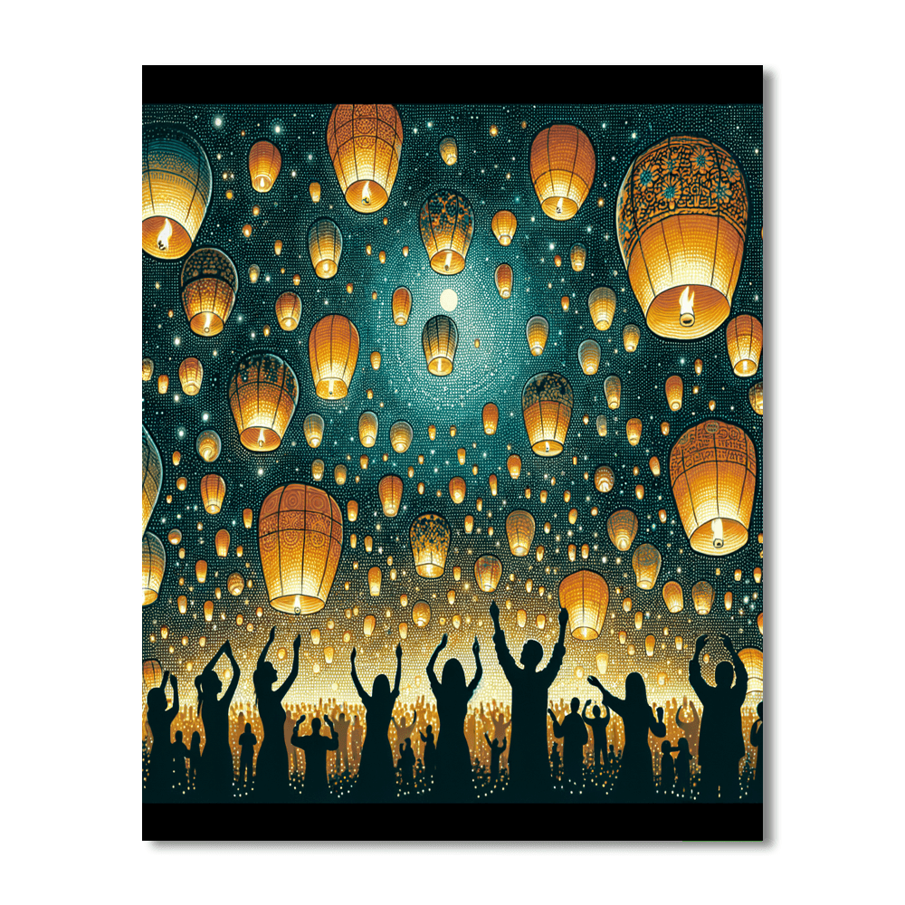Pingxi Sky Lantern Festival - Taiwan Paint By Color