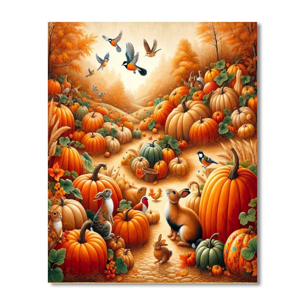 Whimsical Pumpkin Patch Numbered Painting Kits