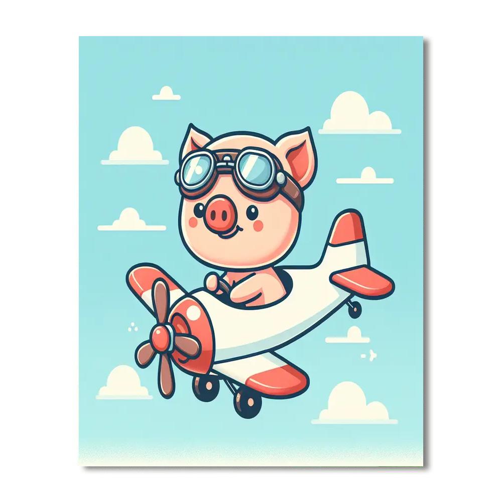 Adventure Aviator Piglet Number Painting