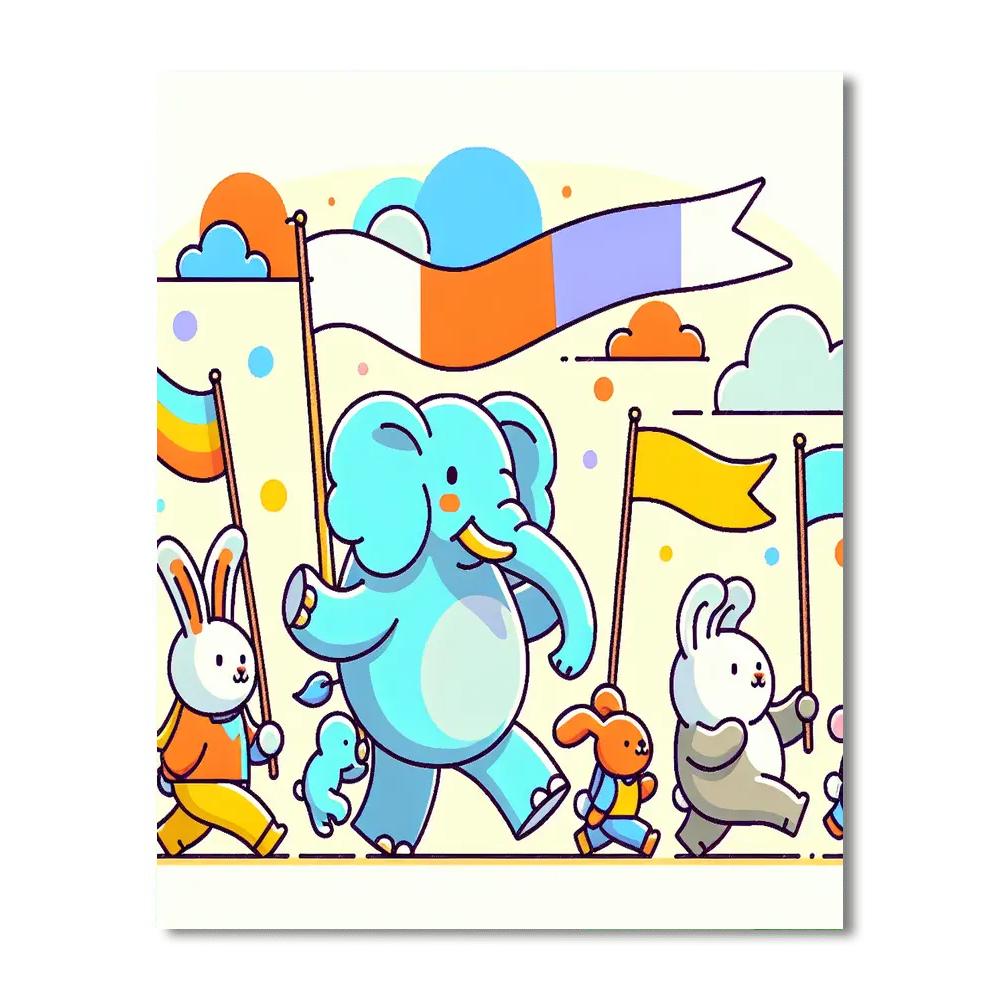 Animal Friends On Parade Paint By Numbers Art