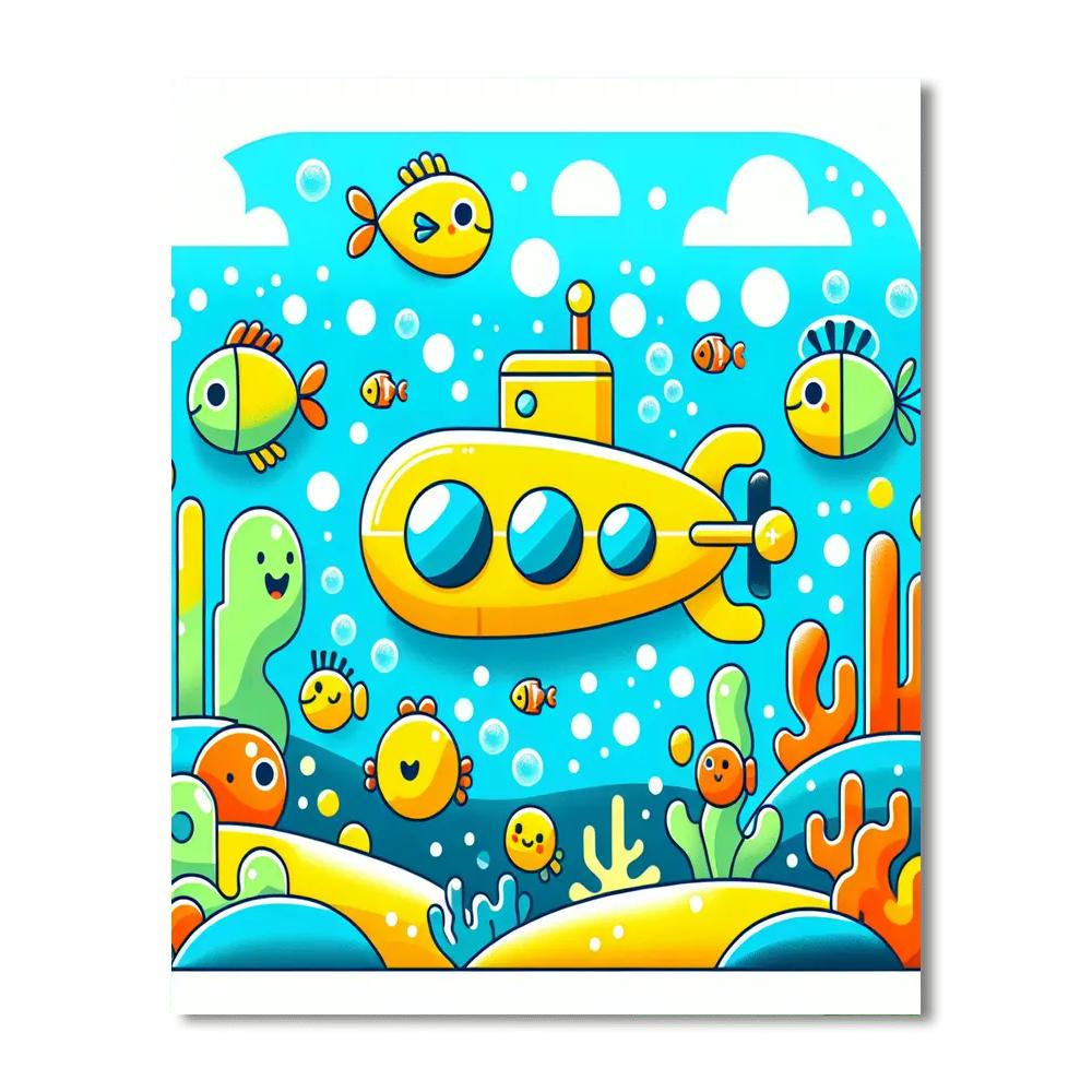 Underwater Submarine Safari Number Painting