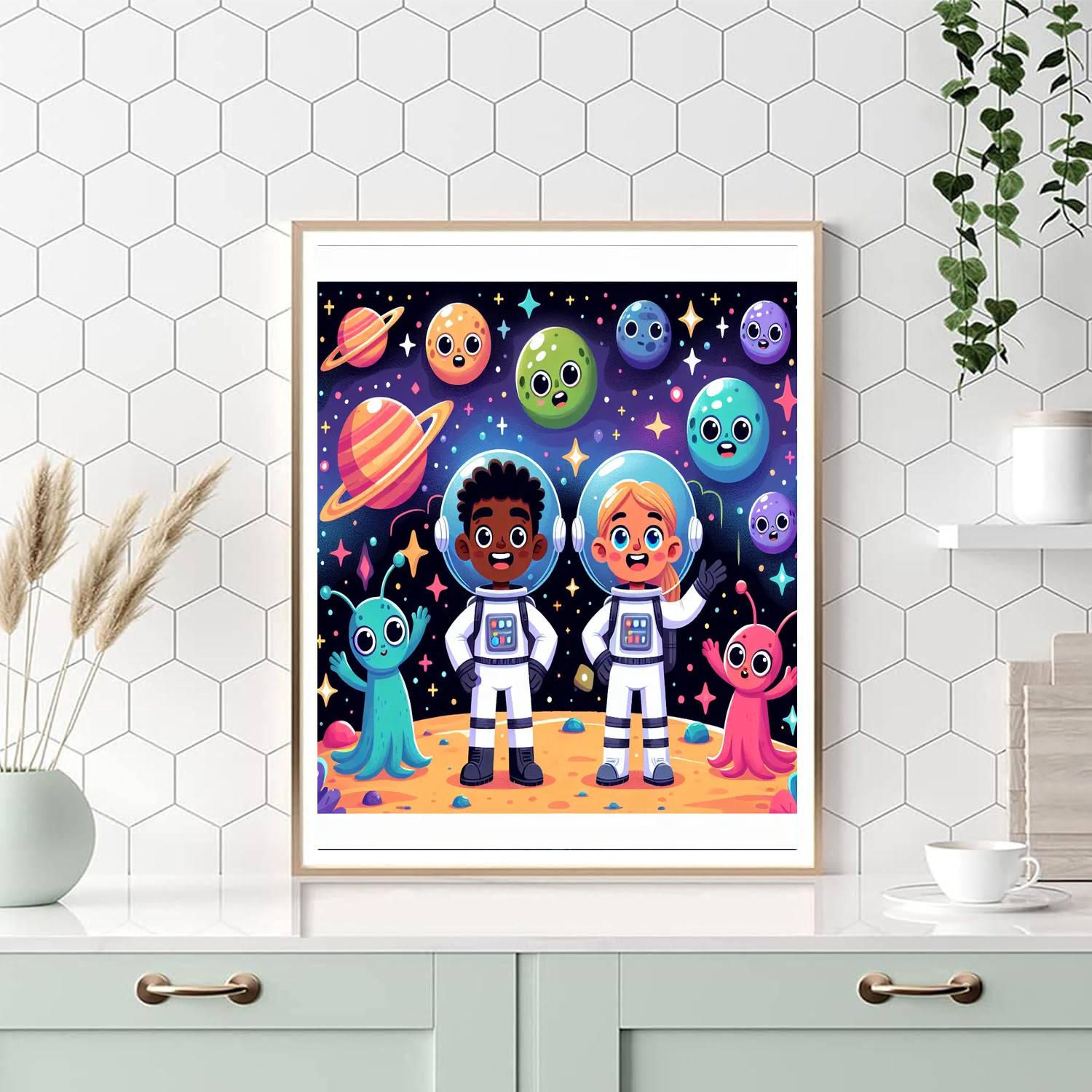 The Adventure Of The Little Astronauts DIY Paint By Numbers