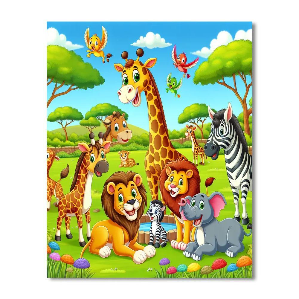 Charming Wildlife Park Paint By Numbers Art