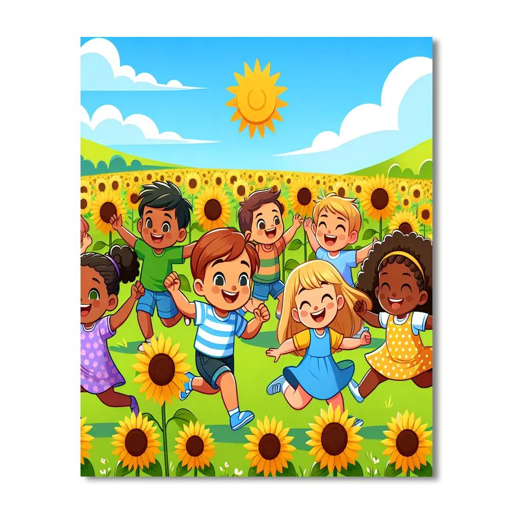 Sunflower Field Frolic Painting By Numbers Kit