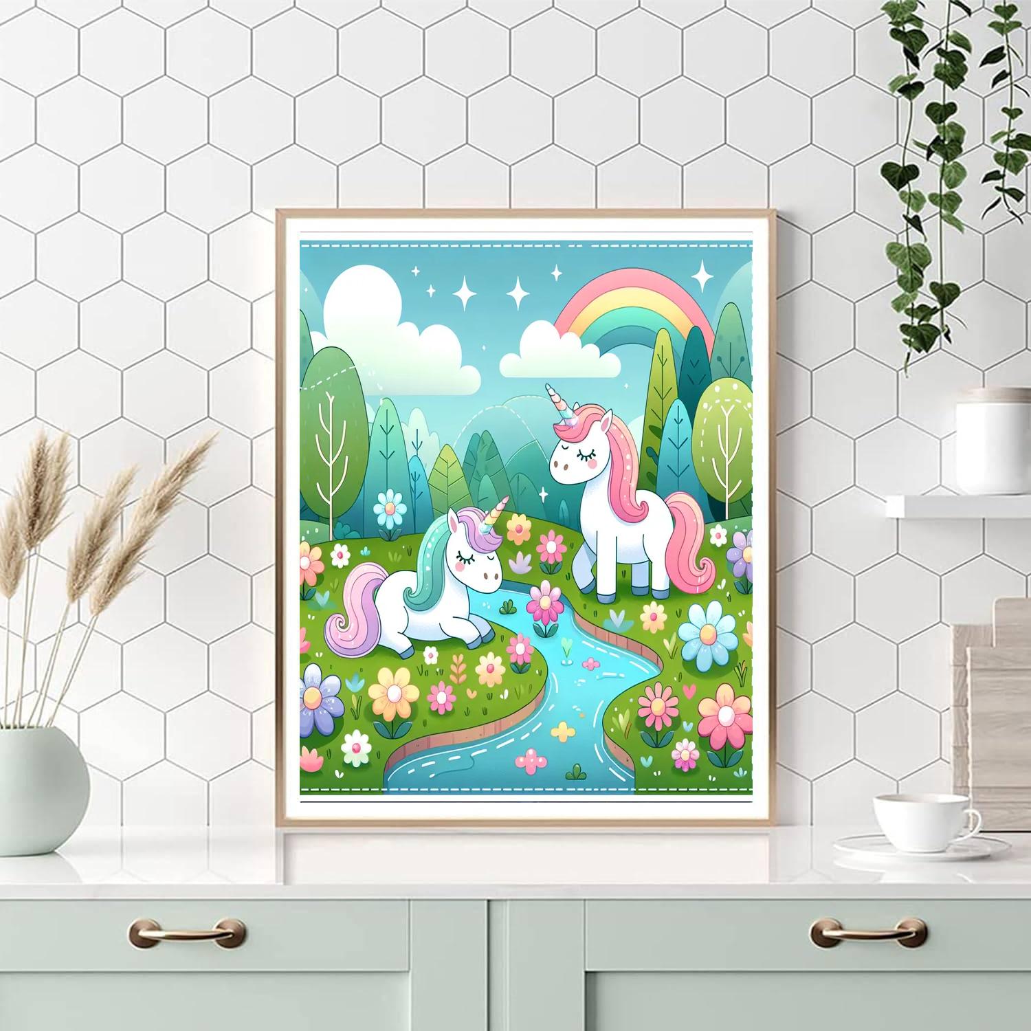 Royal Unicorn Meadow Numbered Painting Kits