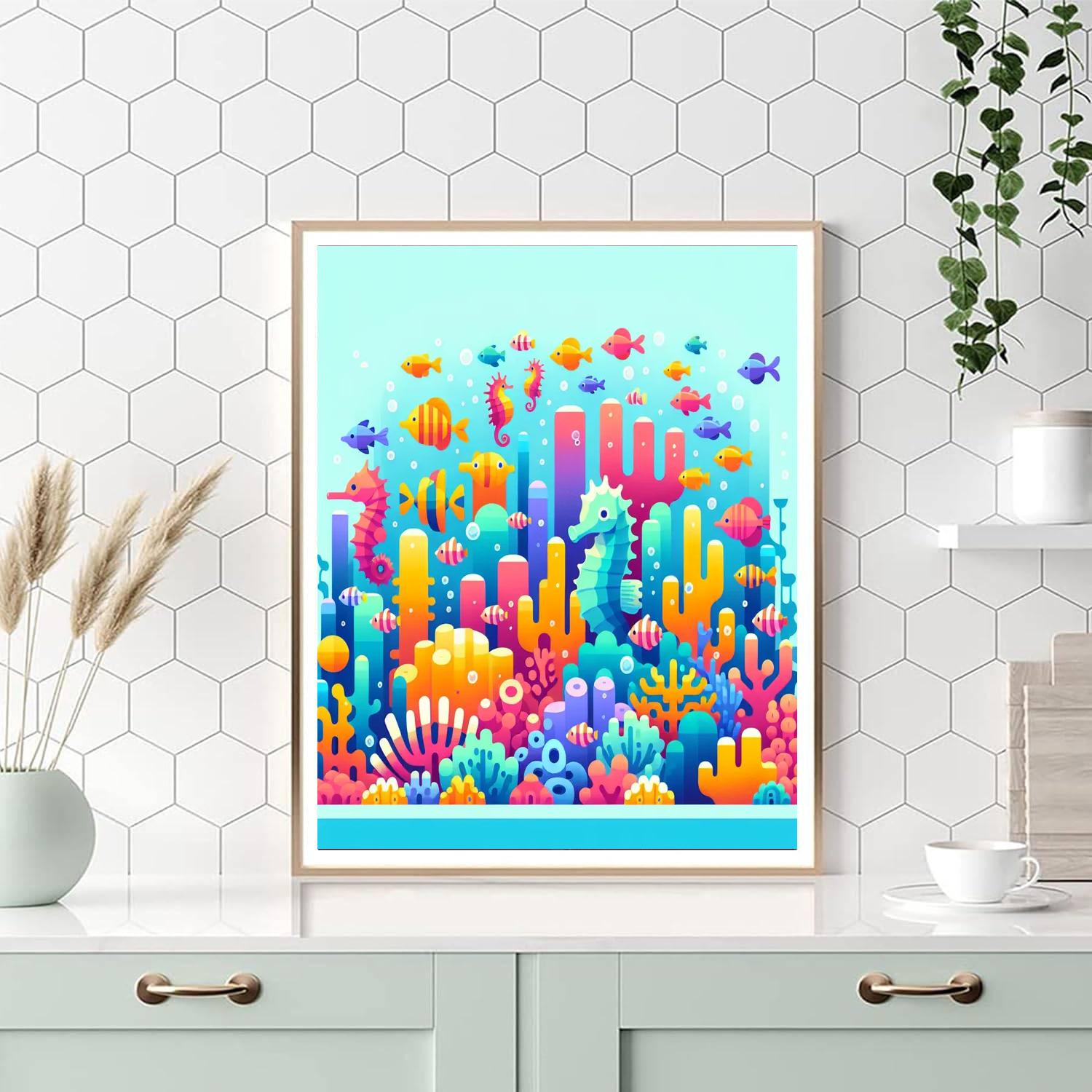 Colorful Ocean Reef Paint By Numbers Art