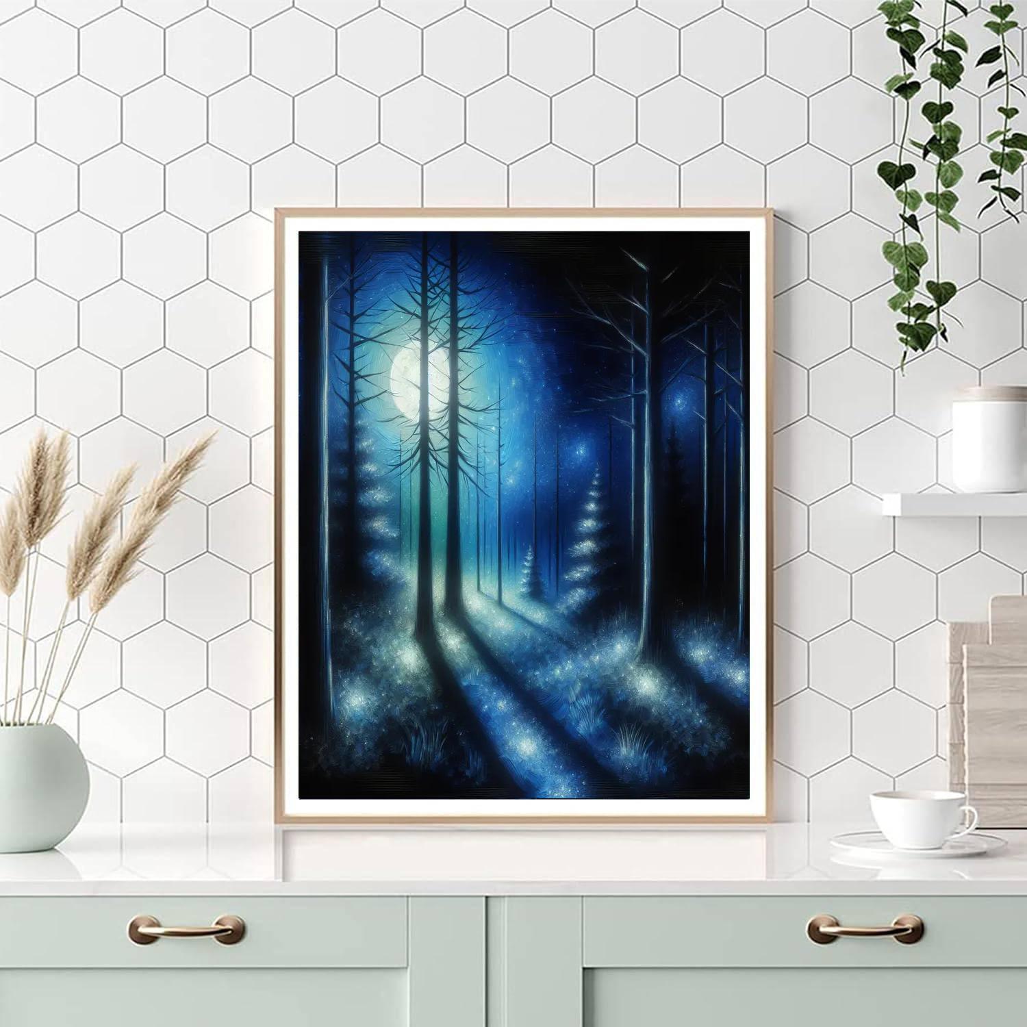 Enigmatic Moonlit Forest Painting By Numbers Kit