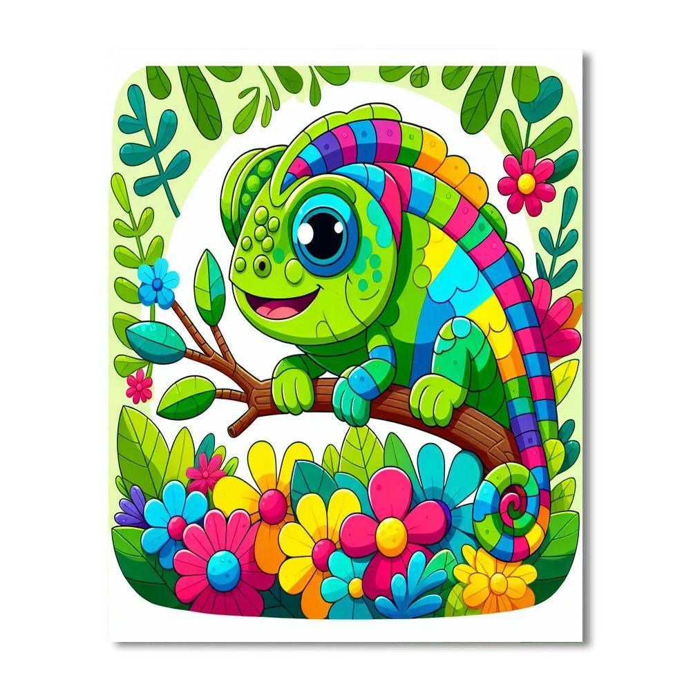 Silly Chameleon DIY Paint By Numbers