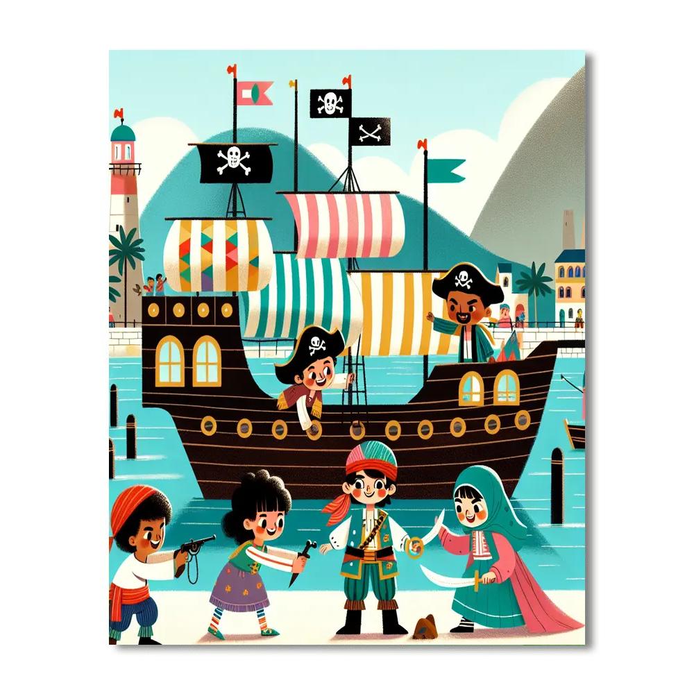 Petite Pirate Port Paint By Numbers Art