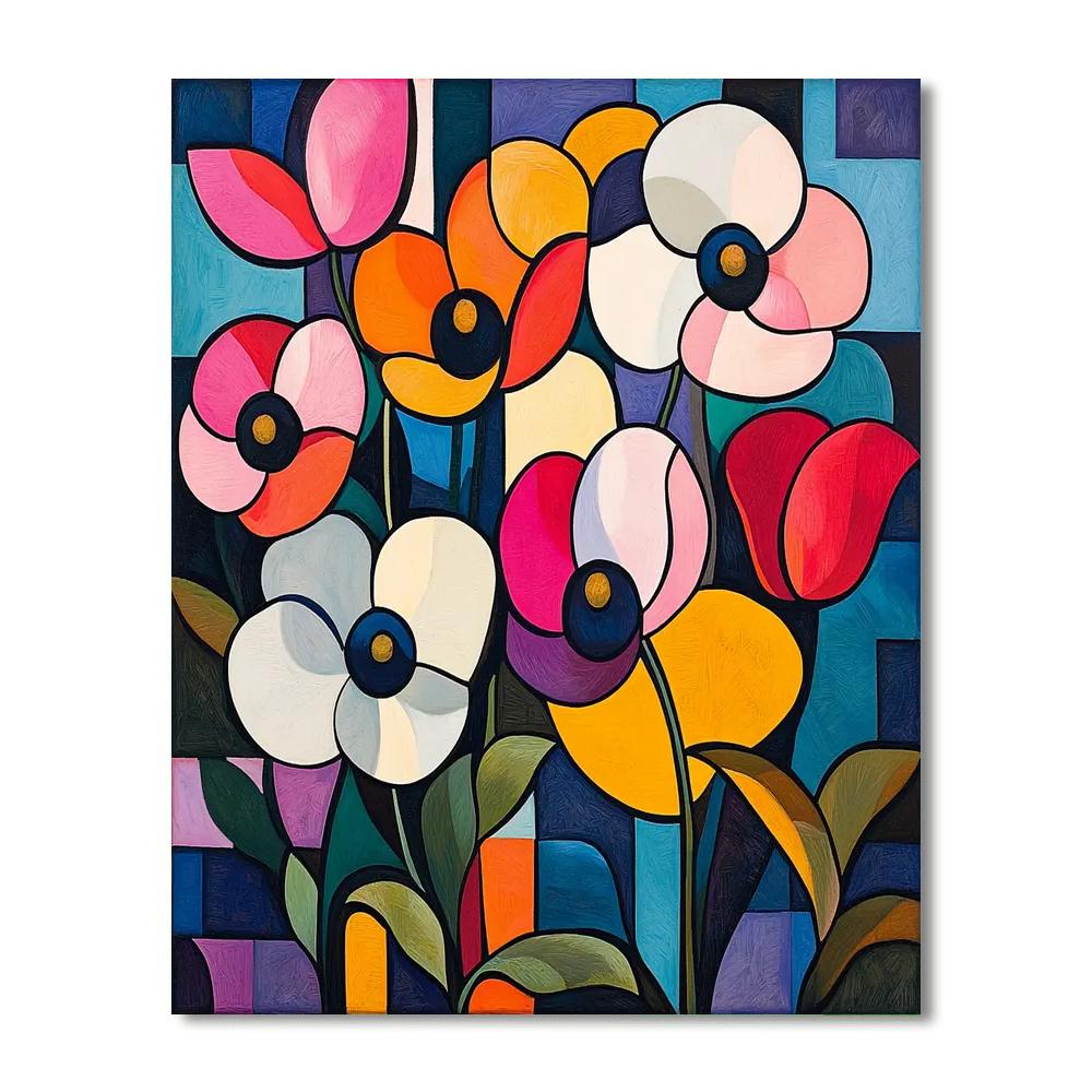 Paul Cézanne Inspired Geometric Floral Symphony  Number Painting