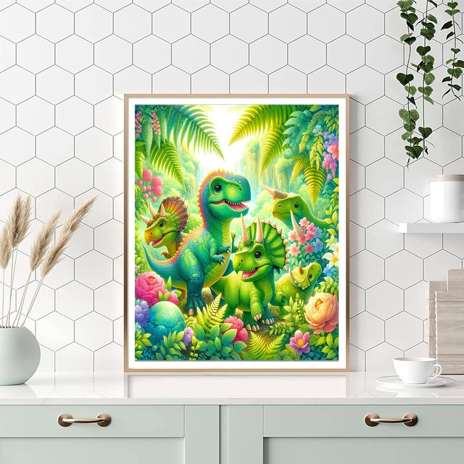 Whimsical Dinosaur Adventures DIY Paint By Numbers