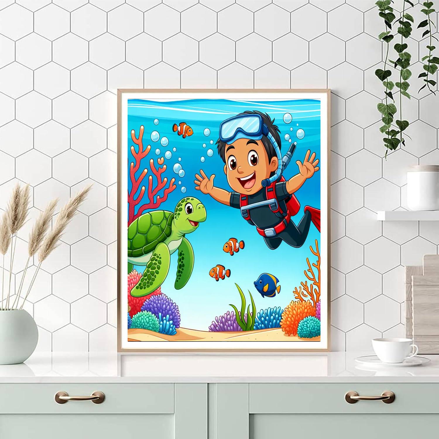 Ocean Wonders Dive Painting Number Kit