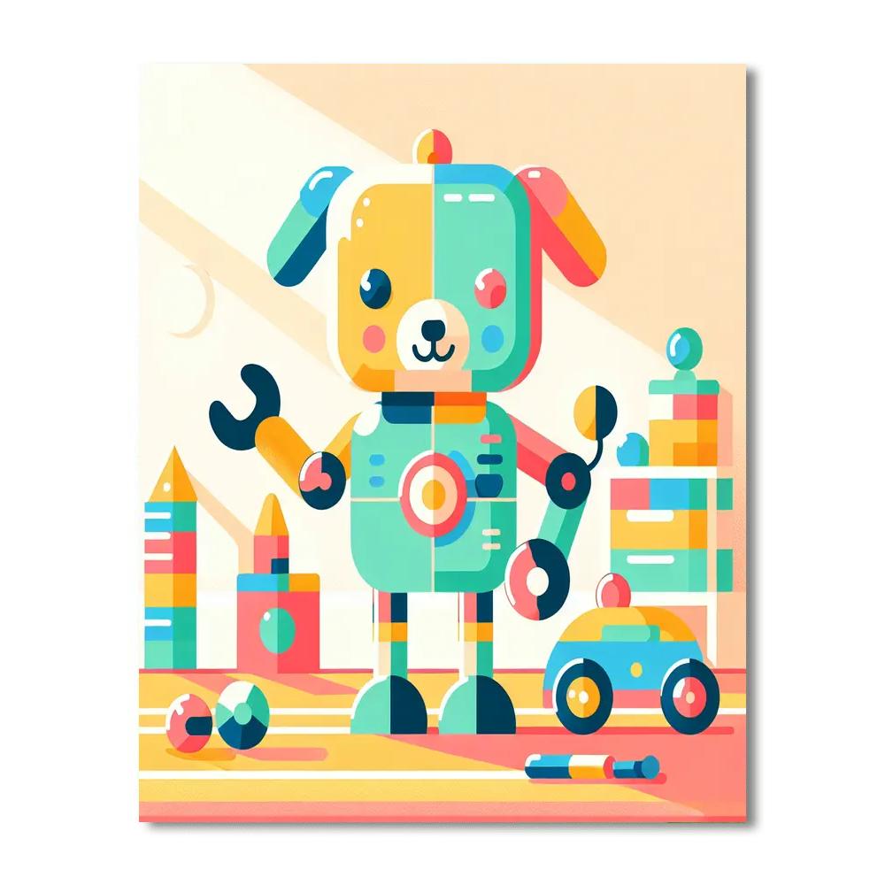 Funny Robot Dog Paint By Numbers Art