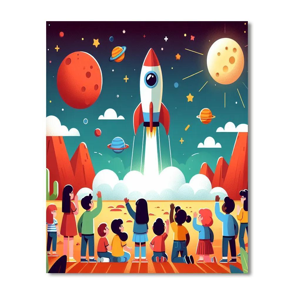 Rocketing To Mars Paint By Numbers Kits