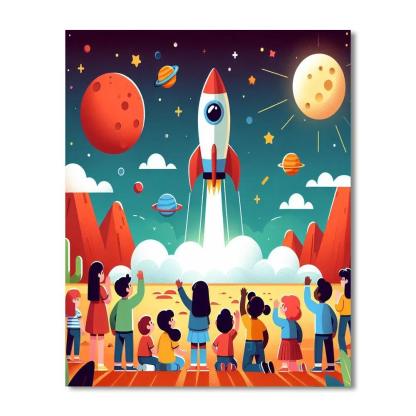 Rocketing To Mars Paint By Numbers Kits