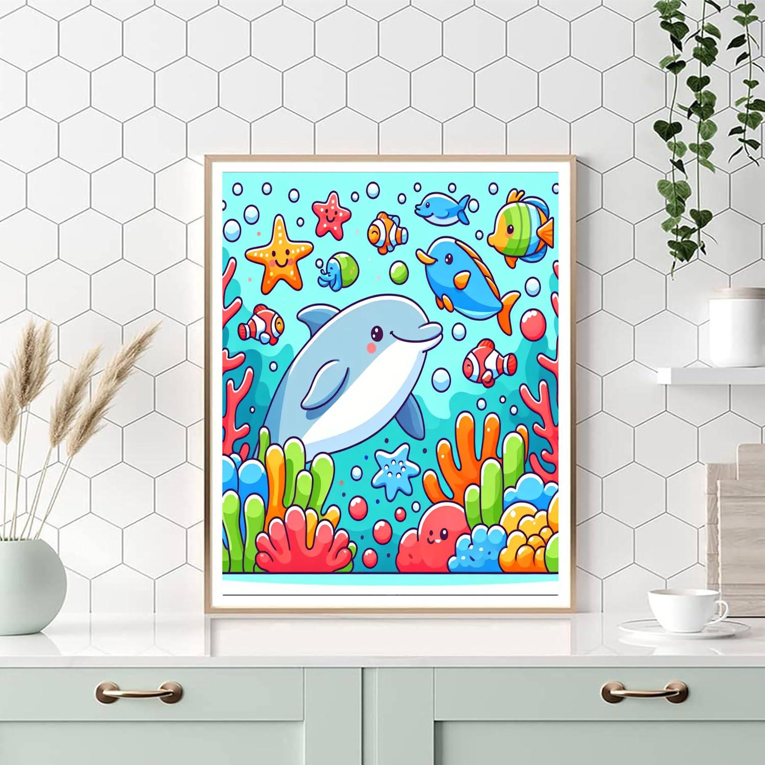 Cute Creatures Of The Sea Painting Number Kit