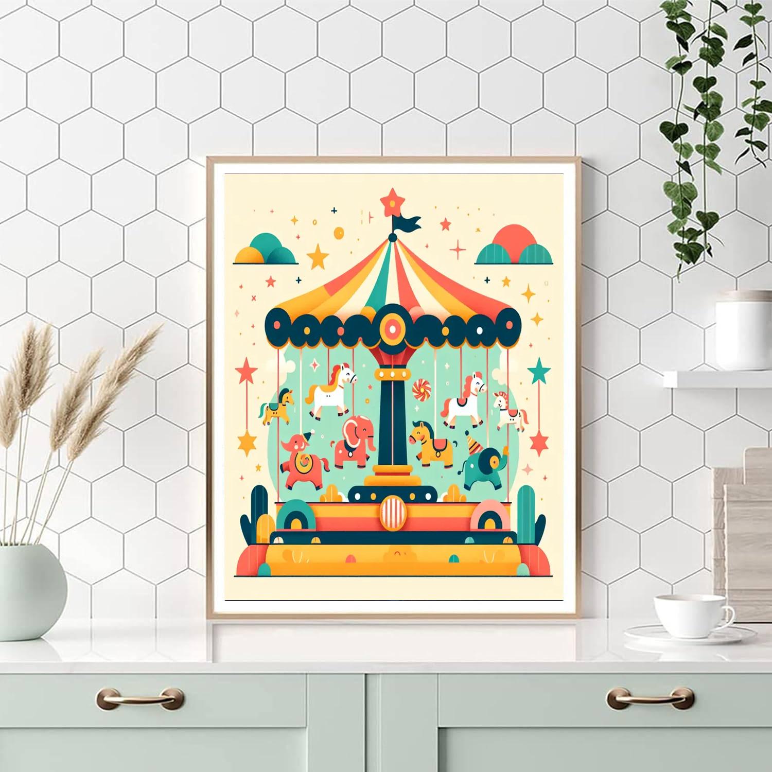 Circus Carousel Whirl Paint By Numbers Art