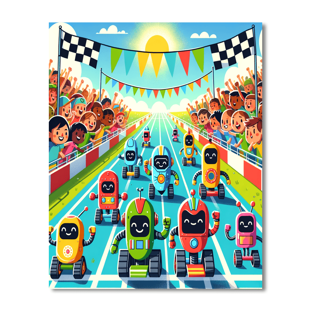Cheery Robot Racers Numbered Painting Kits