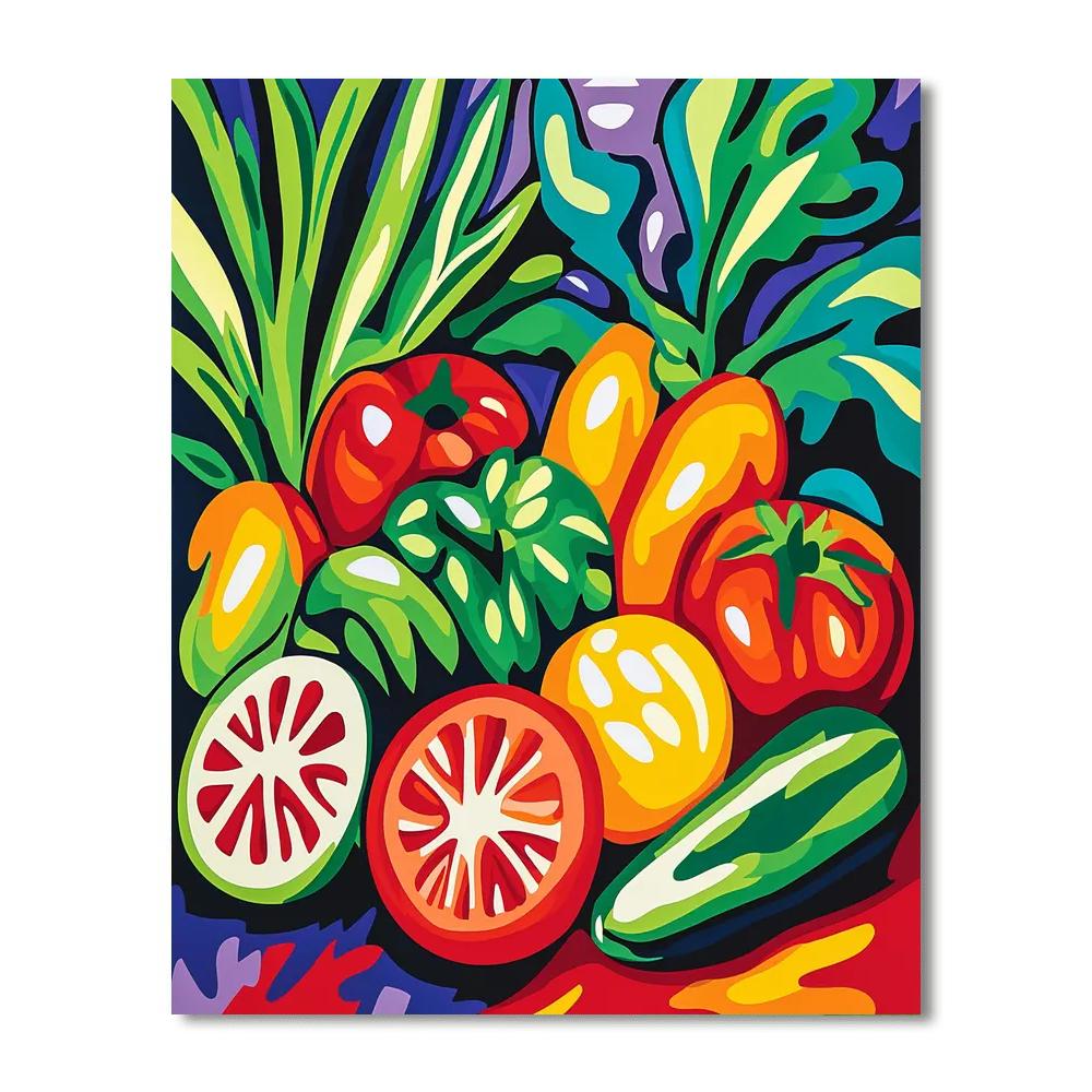 Henri Matisse Inspired Vegetable Medley Delight  Number Painting