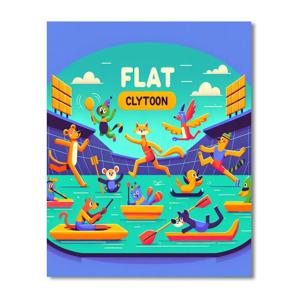 Energetic Animal Olympics Number Painting