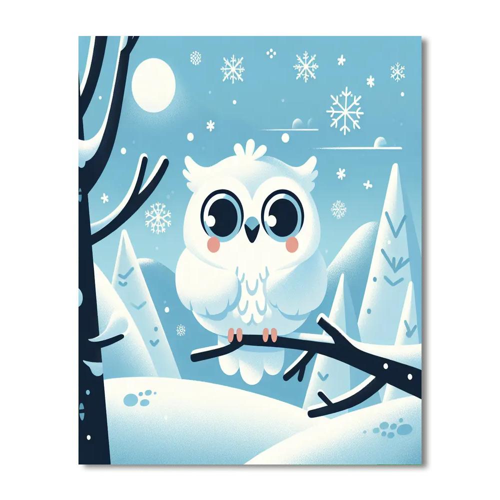 Playful Snowy Owl Painting Number Kit