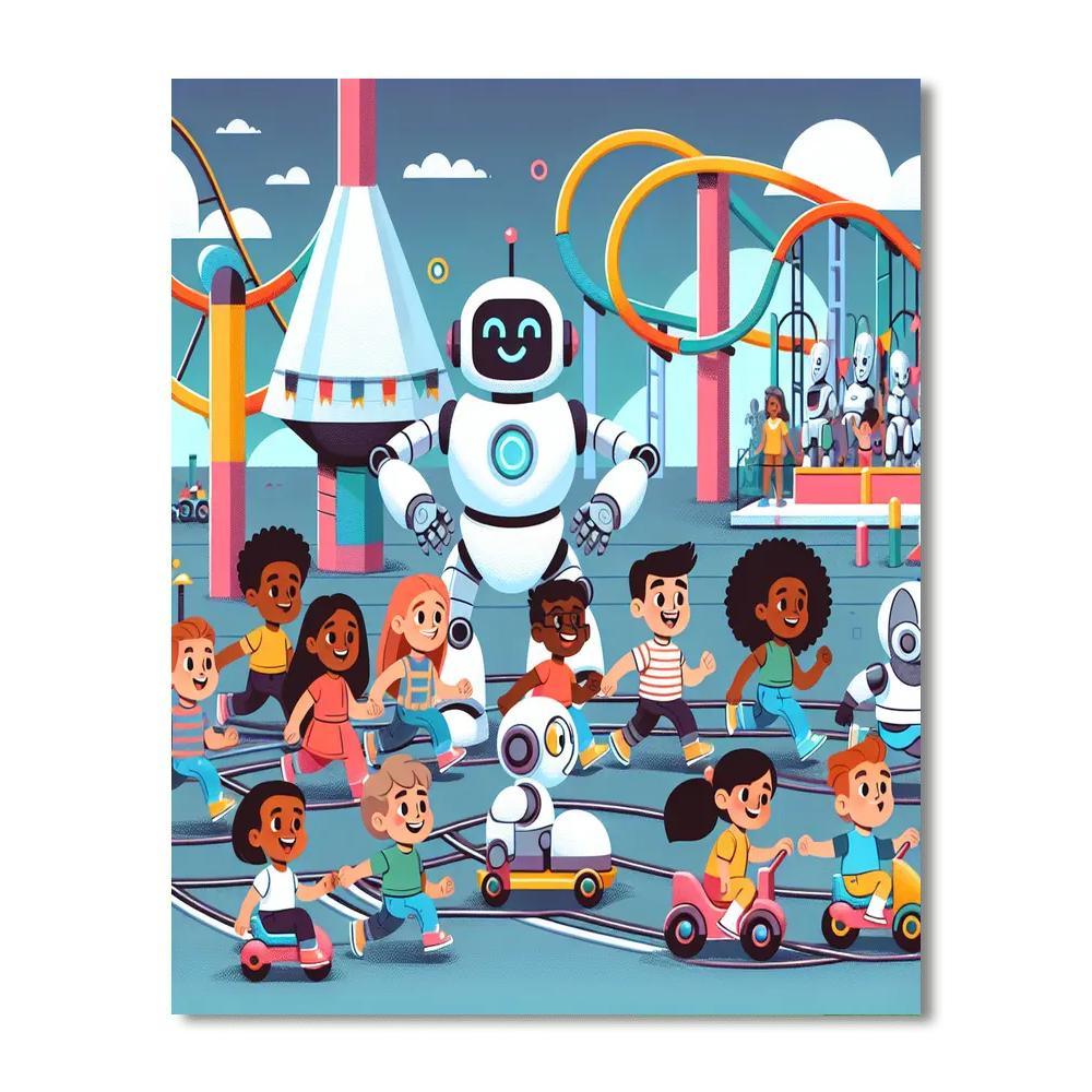 Robot Adventure Park Painting By Numbers Kit