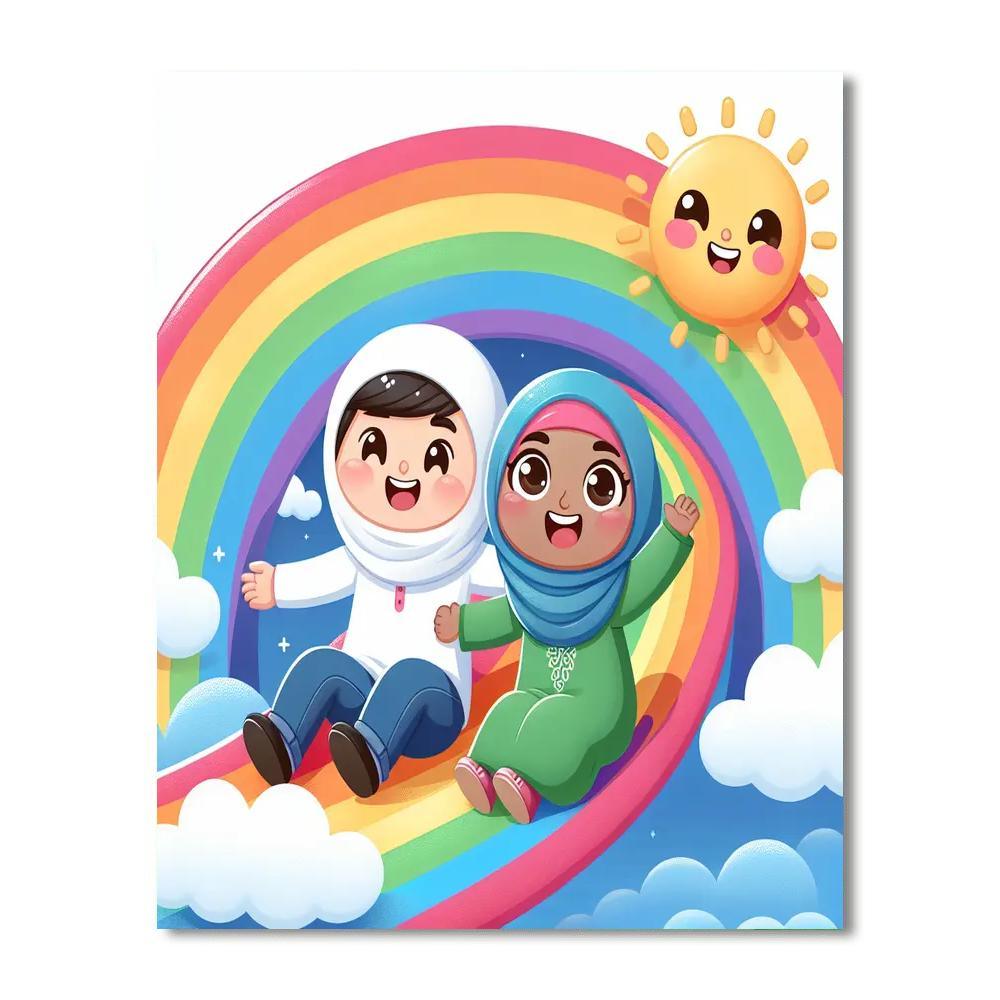Cheerful Rainbow Race Paint By Color