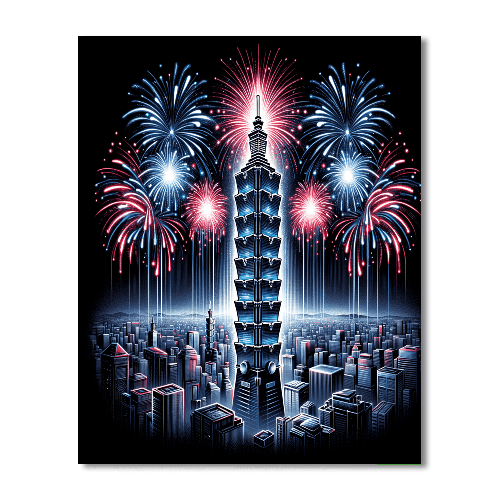 Taipei 101 Fireworks - Taiwan Painting By Numbers Kit