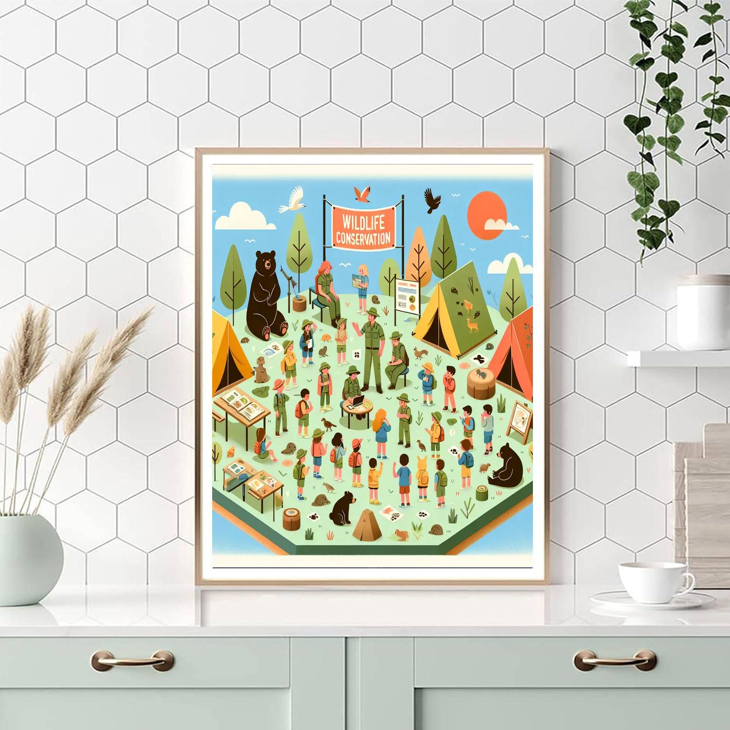 Wildlife Conservation Camp Number Painting