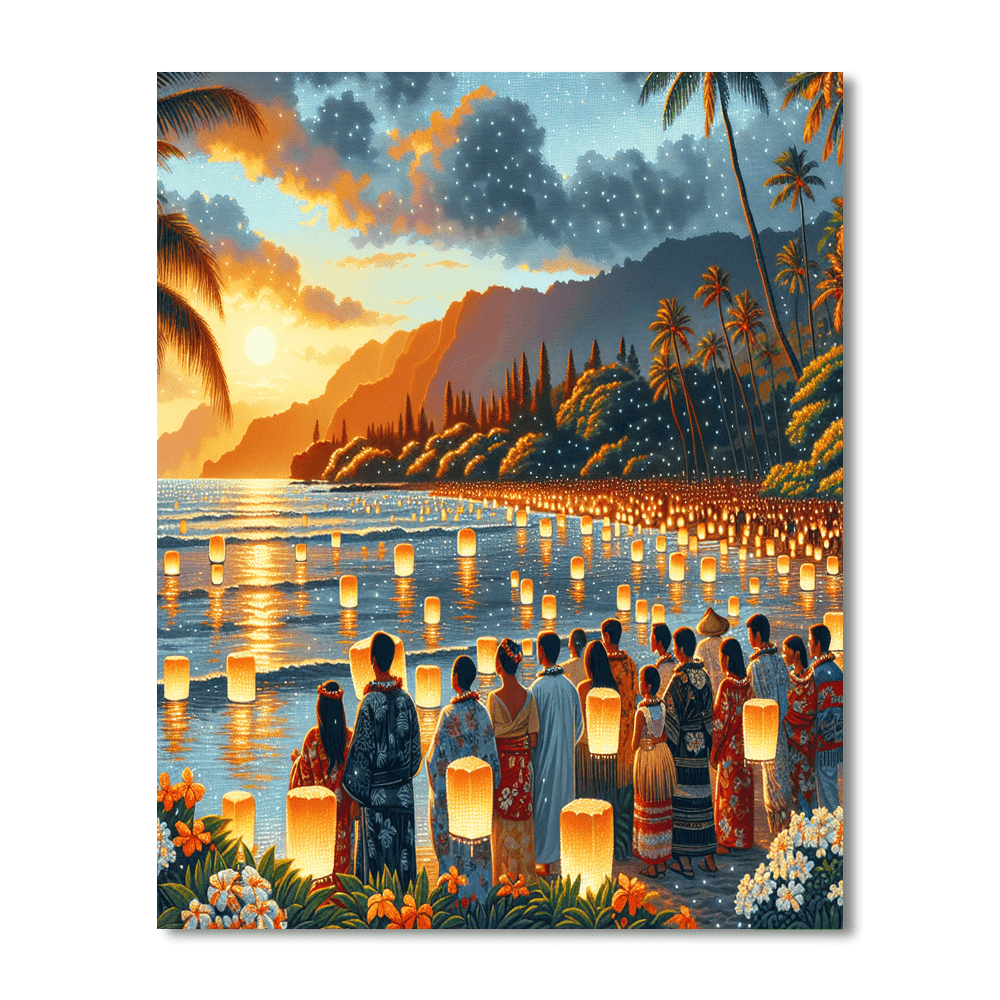 Lantern Floating Hawaii - United States Number Painting