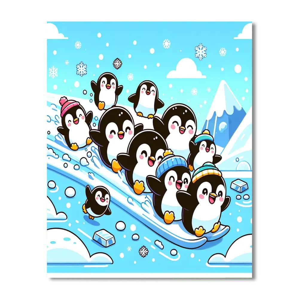 Happy Playful Penguins Paint By Number